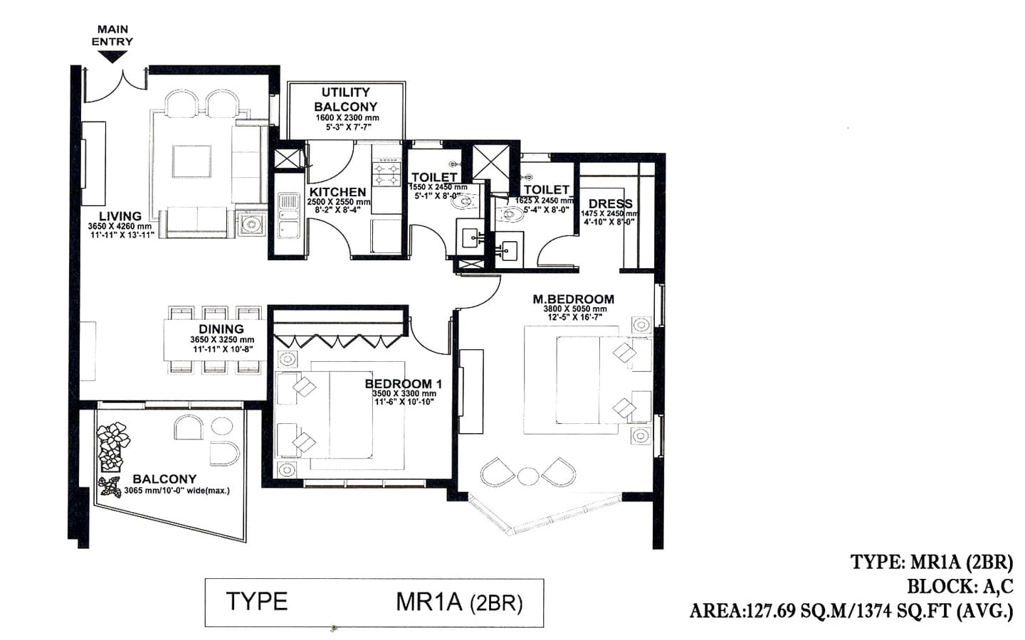 2BHK + 2T