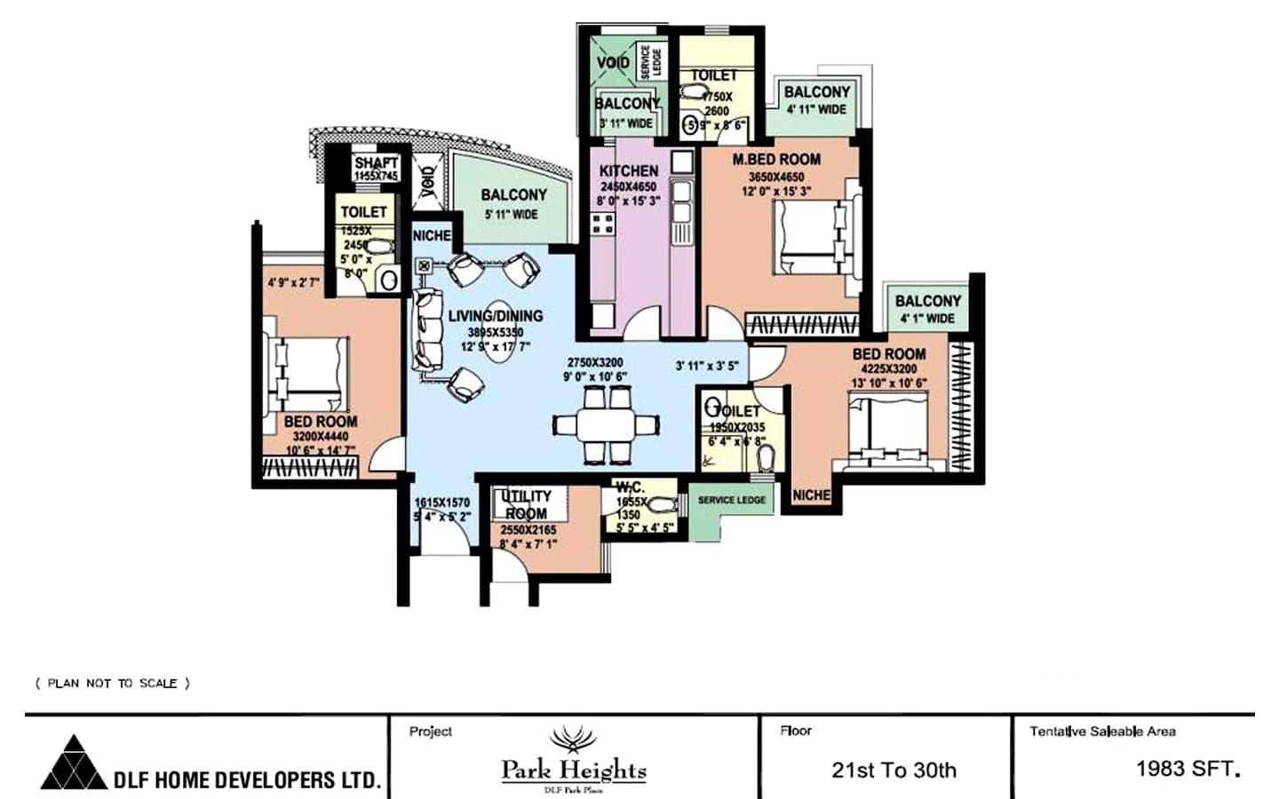 3BHK + 3T + SQ