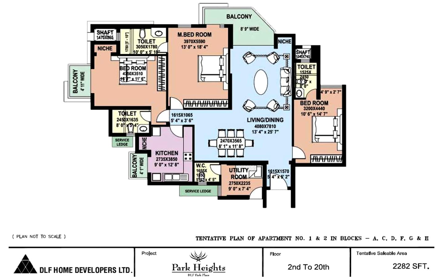 3BHK + 3T + SQ
