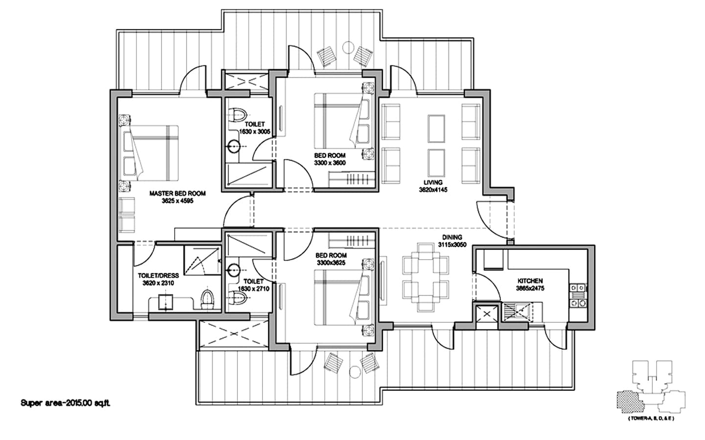 3BHK + 3T