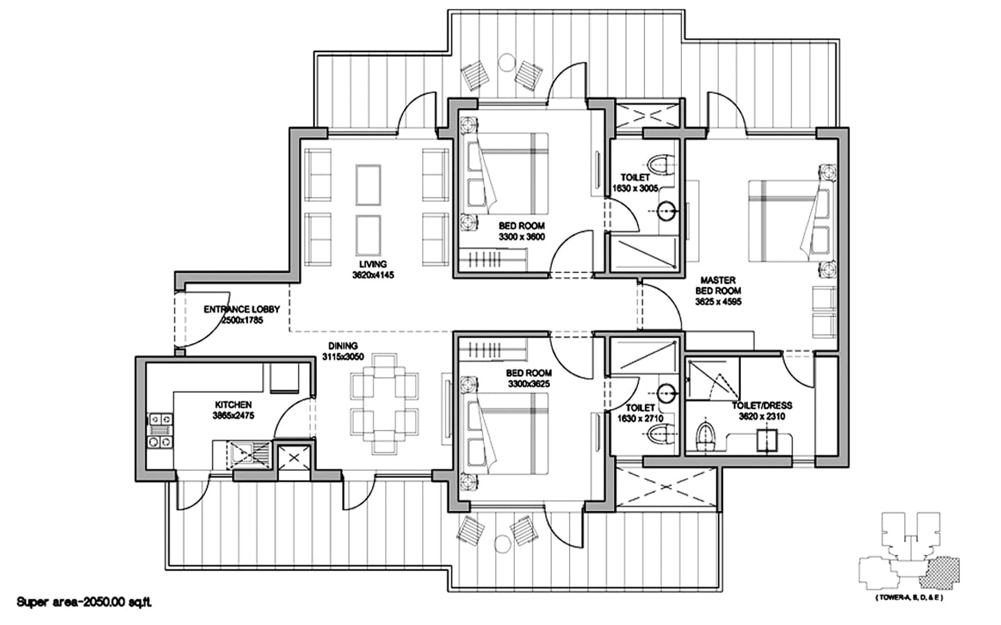 3BHK + 3T