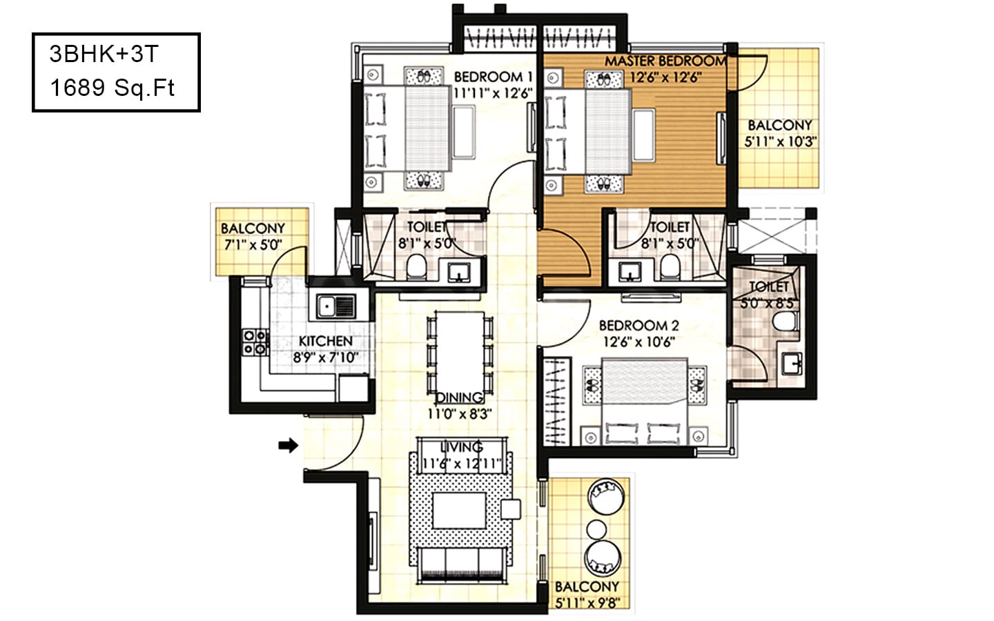 3BHK+3T