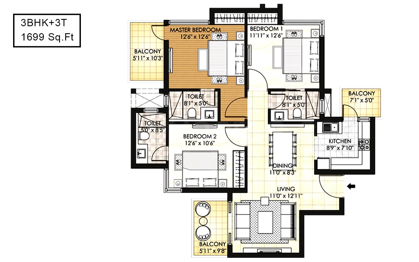 3BHK+3T