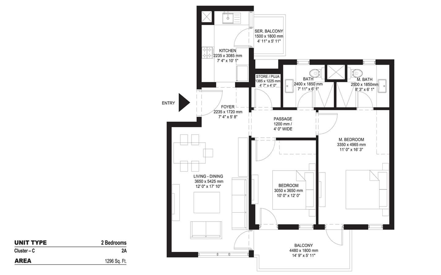 2BHK+2T+Store