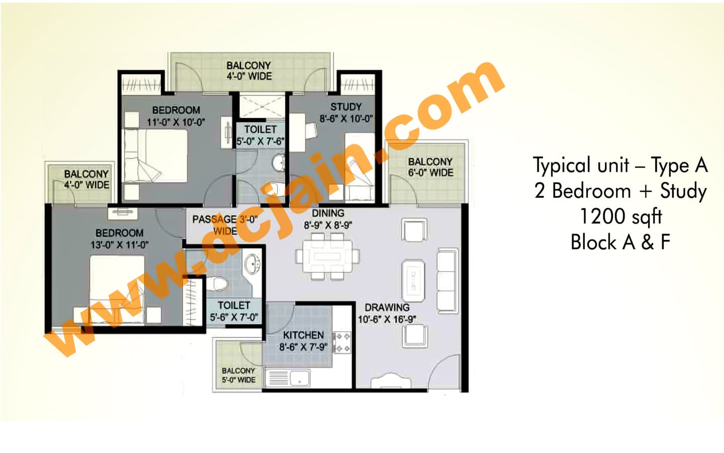 2BHK+2T+Study
