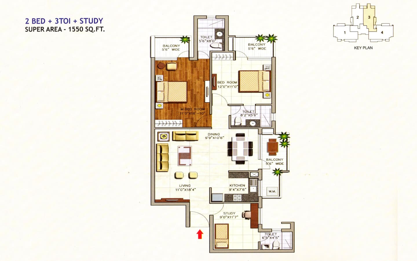 2BHK+3T+Study