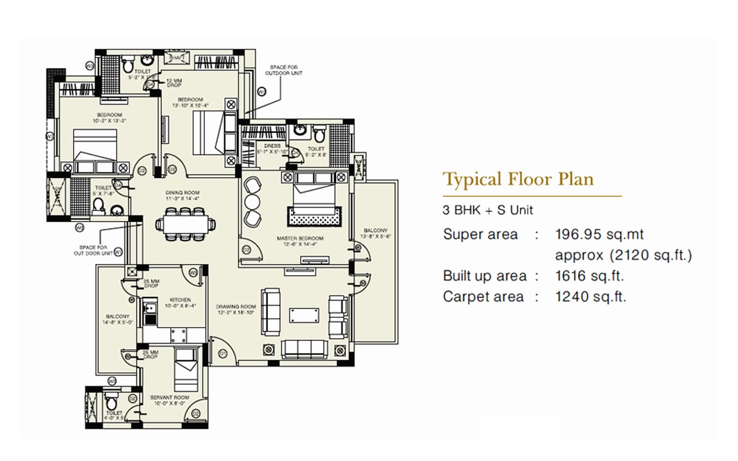 3BHK+3T+SQ