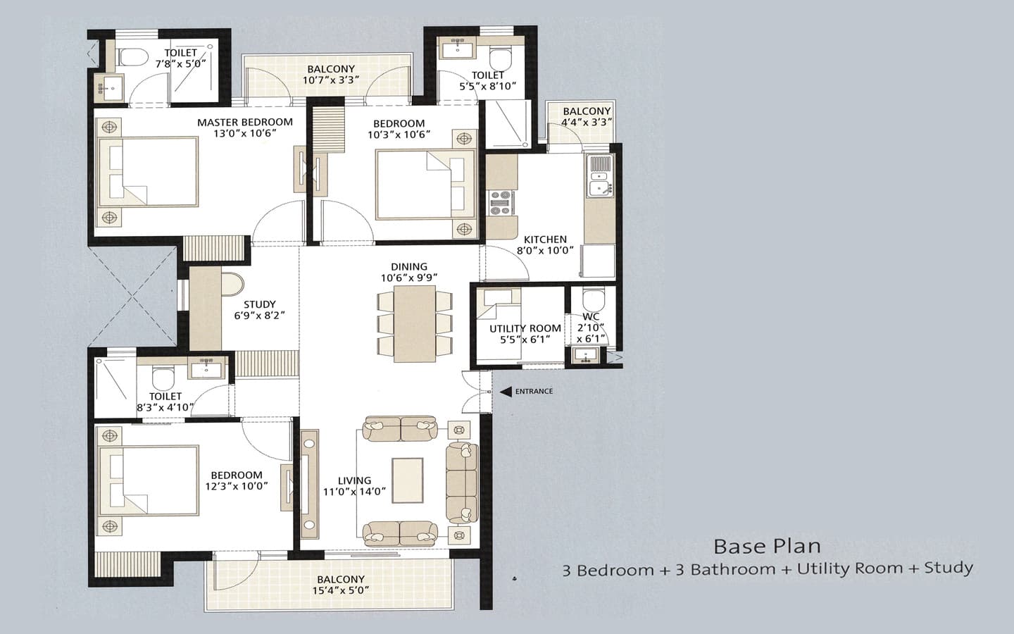3BHK+3T+SQ+Study