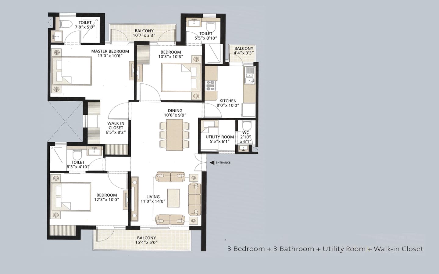 3BHK+3T+SQ+Study