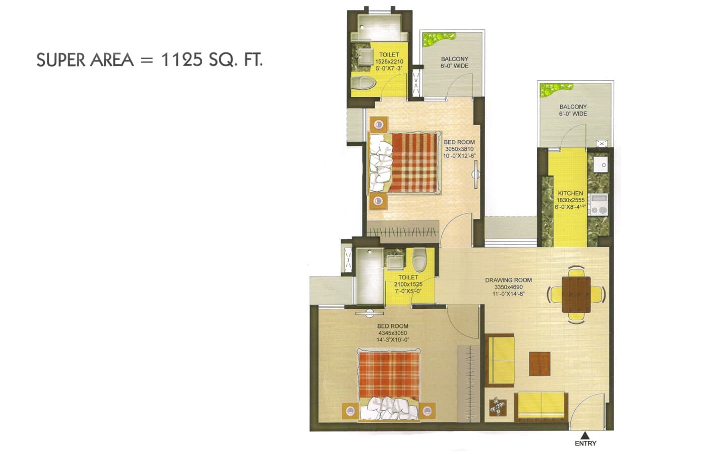 2BHK+2T