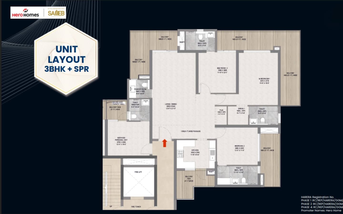 3 BHK Floor Plan