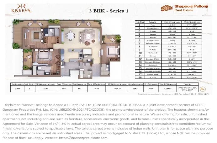 3 BHK Floor Plan