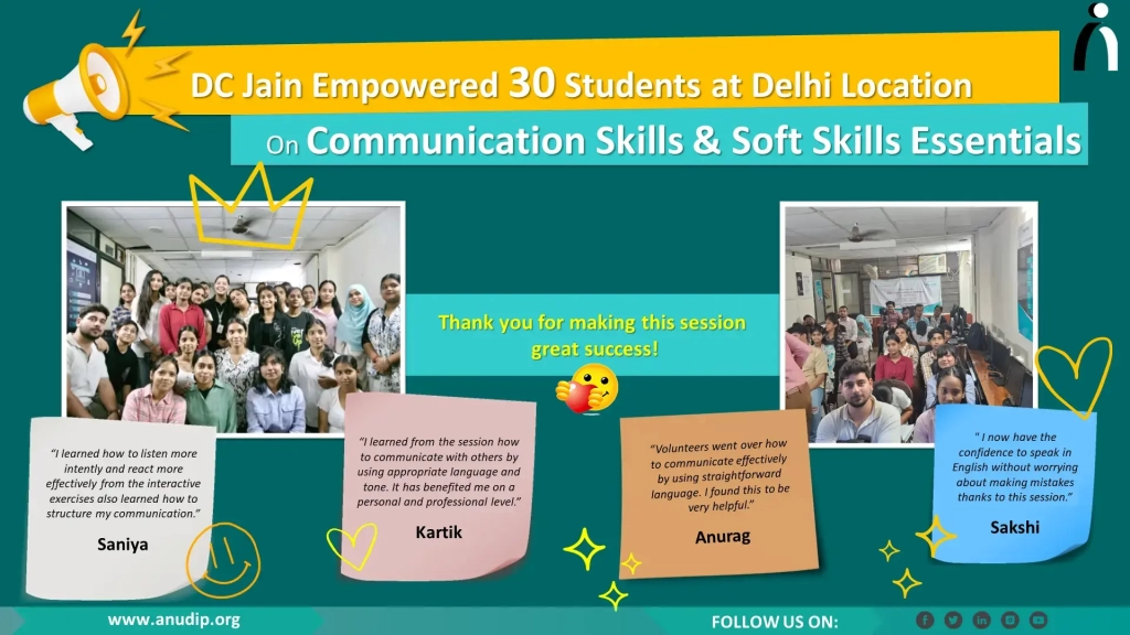DC Jain Real Estate Services Empowered 30 Students at Delhi Location on Communication Skills & Soft Skills Essentials