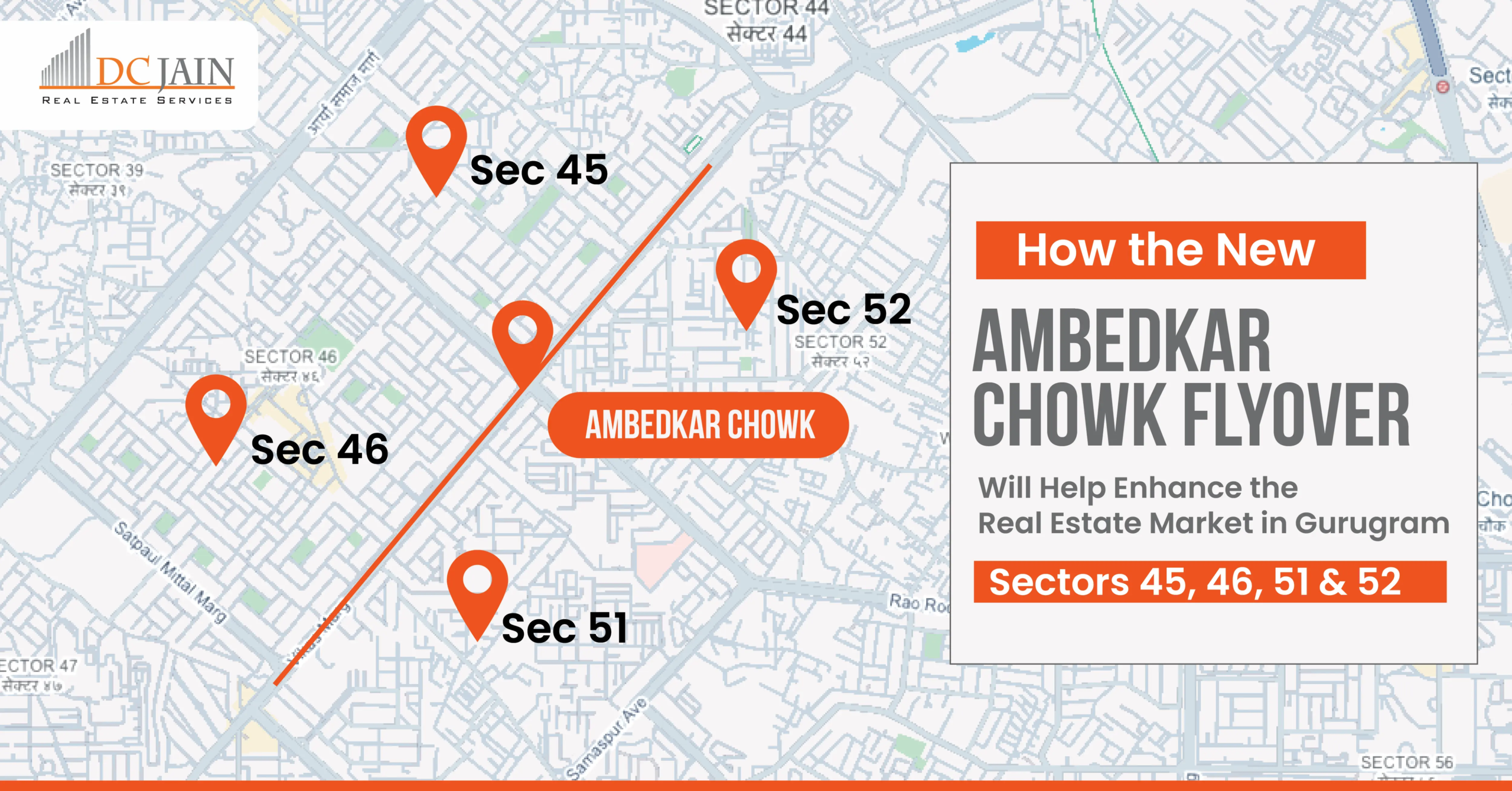 Construction plan of Ambedkar Chowk Flyover connecting Sector 45, 46, 51, and 52